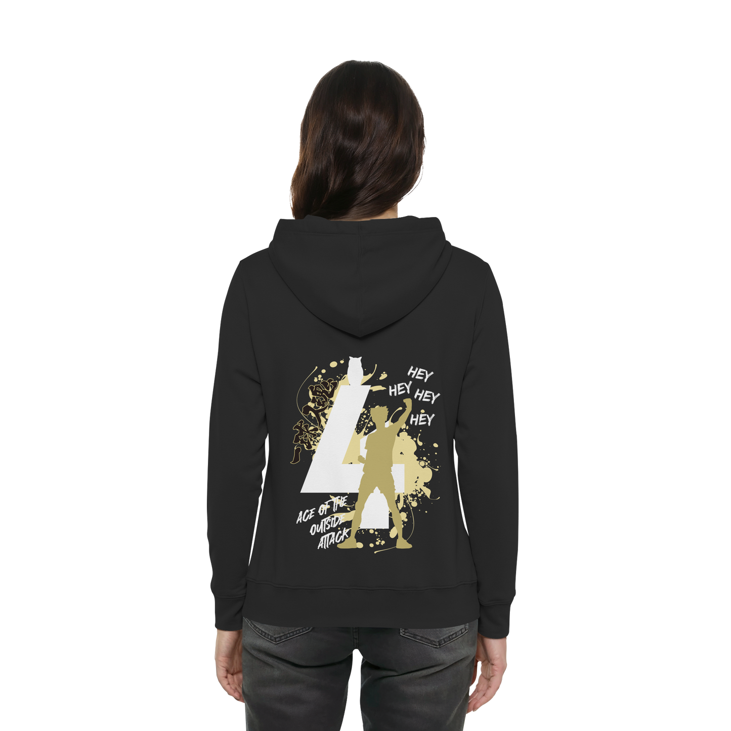 "Ace Of The Outside Attack" Back Black Women Organic Hoodie