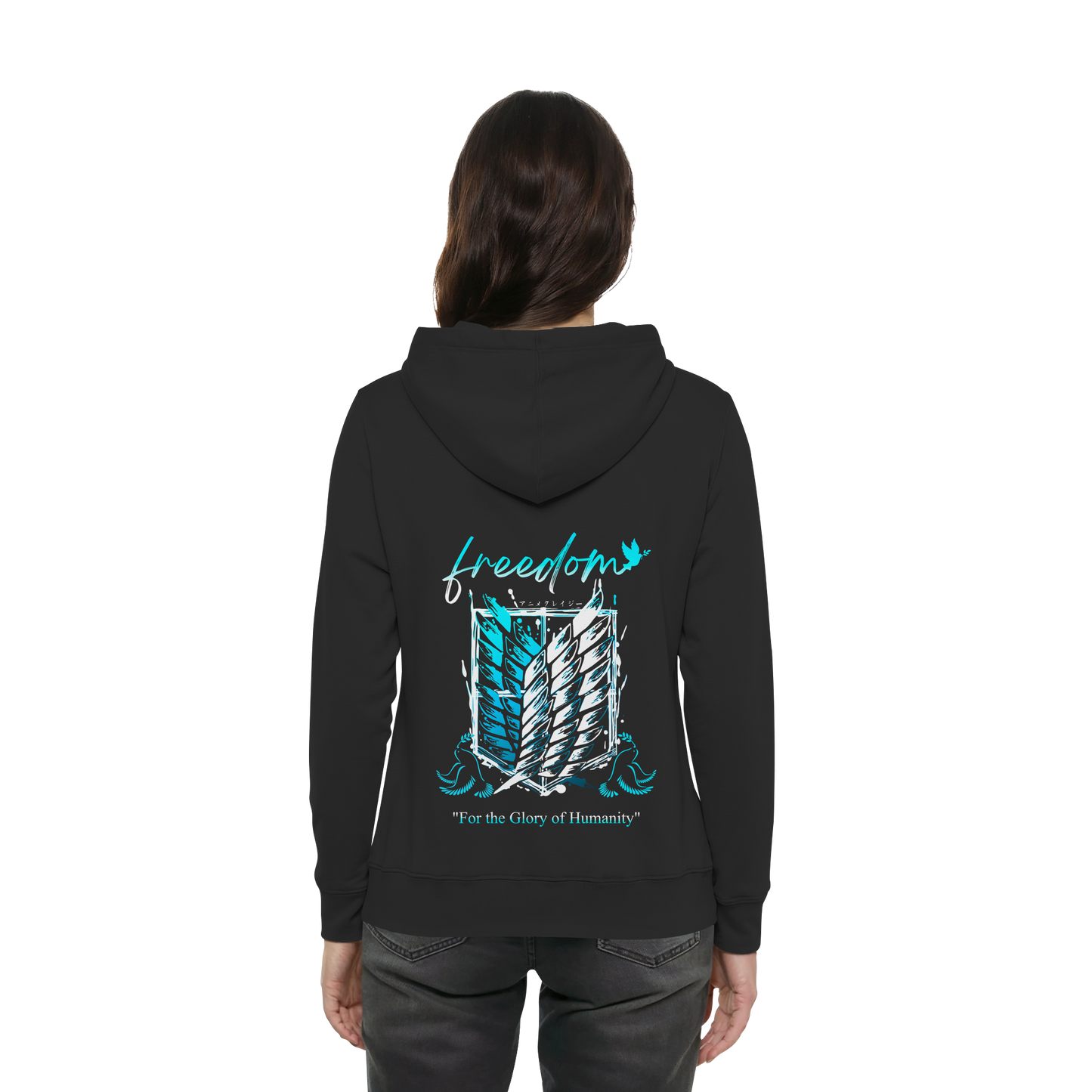 "Blue Rebellion - Wings Of Hope" Back Women Organic Hoodie