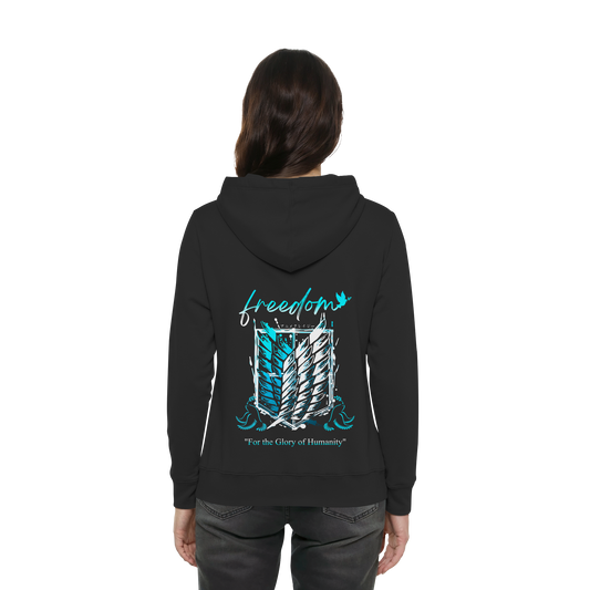 "Blue Rebellion - Wings Of Hope" Back Women Organic Hoodie
