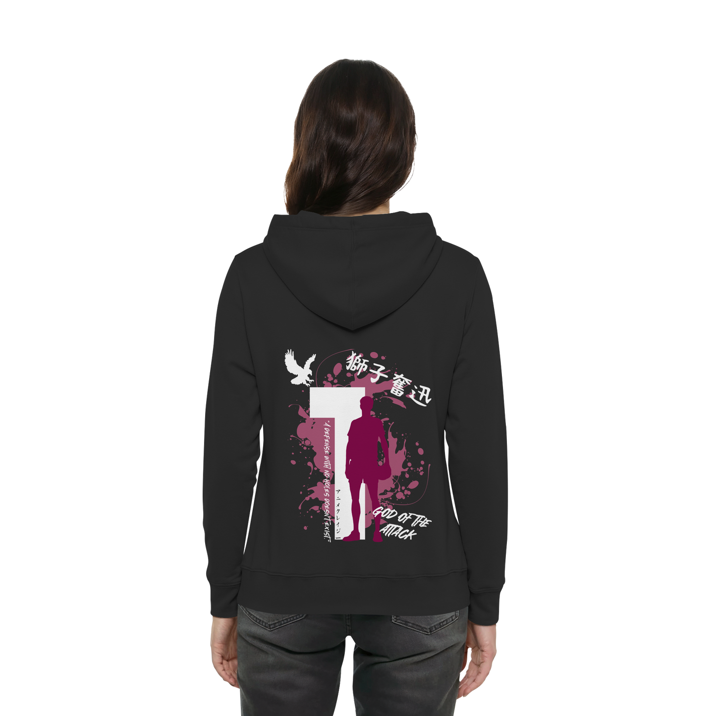 "God Of The Attack" Back Black Women Organic Hoodie