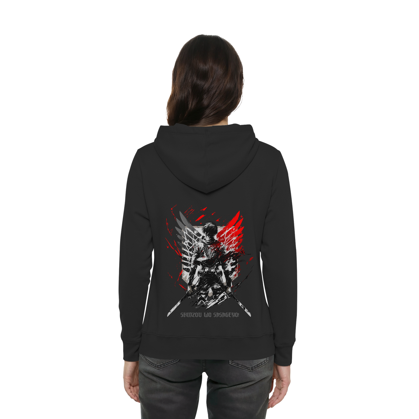 "Wings of Resolve" Back Women Organic Hoodie