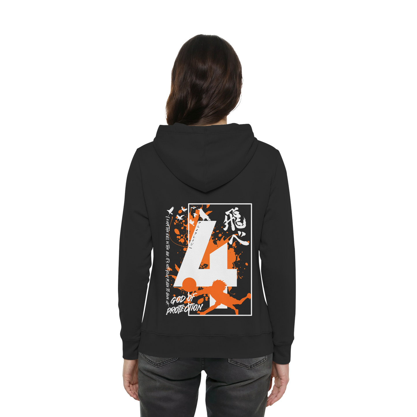 "God Of Protection" Back Black Women Organic Hoodie
