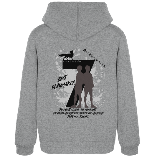 "Best Playmaker" Back Grey Women Organic Hoodie