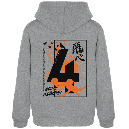 "God Of Protection" Back Grey Women Organic Hoodie