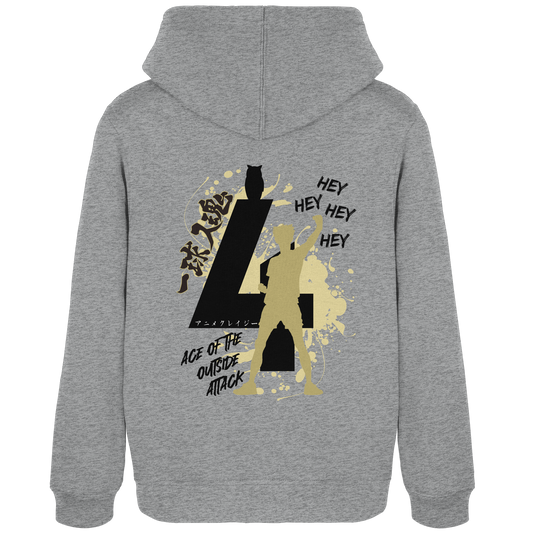 "Ace Of The Outside Attack" Back Grey Women Organic Hoodie