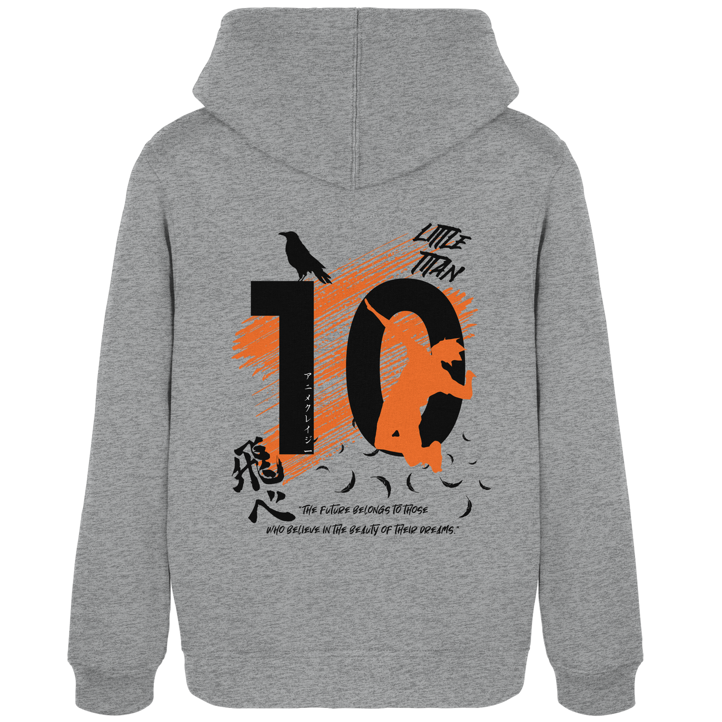 "Little Titan" Back Grey Women Organic Hoodie