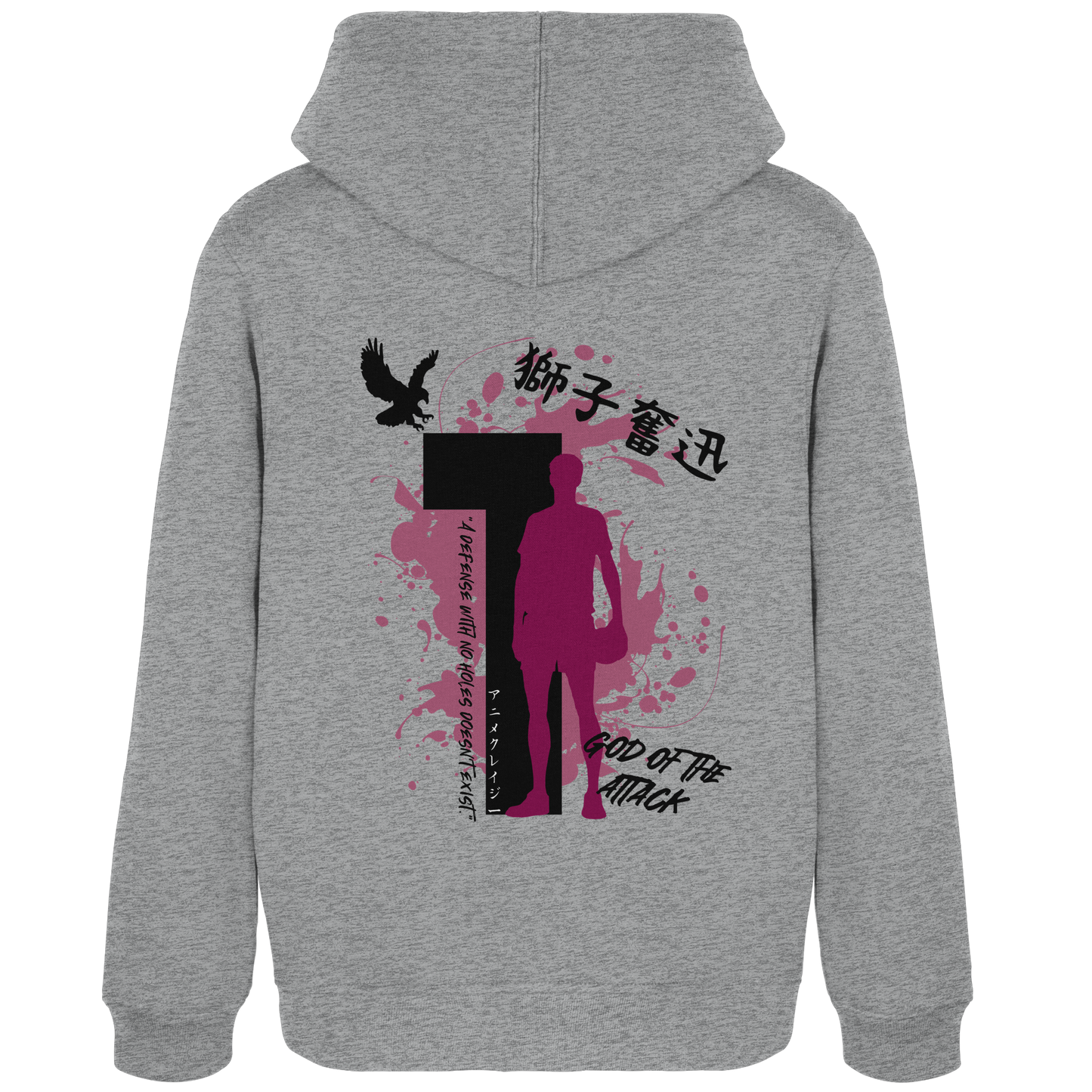 "God Of The Attack" Back Grey Women Organic Hoodie