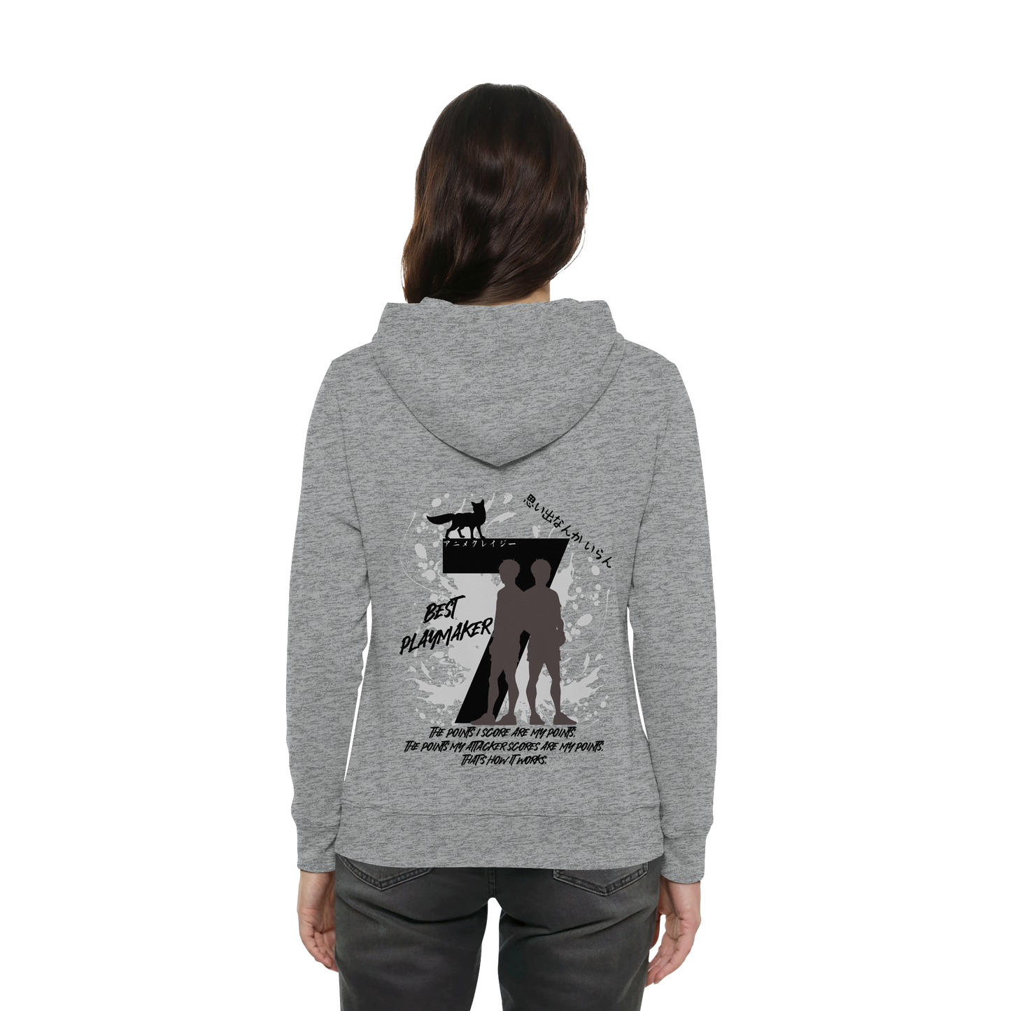 "Best Playmaker" Back Grey Women Organic Hoodie