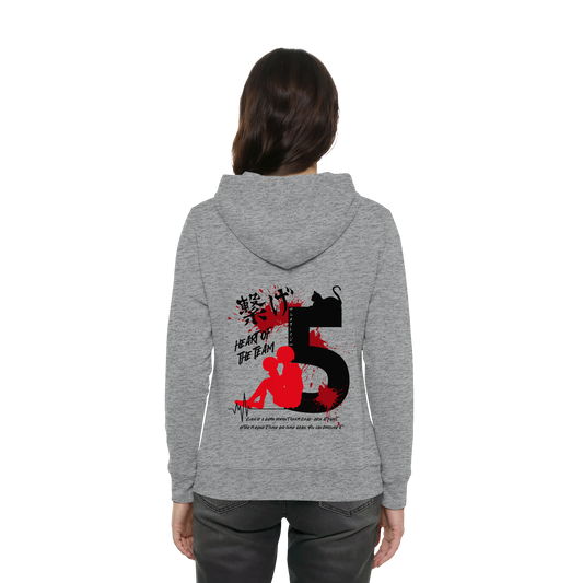 "Heart Of The Team" Back Grey Women Organic Hoodie