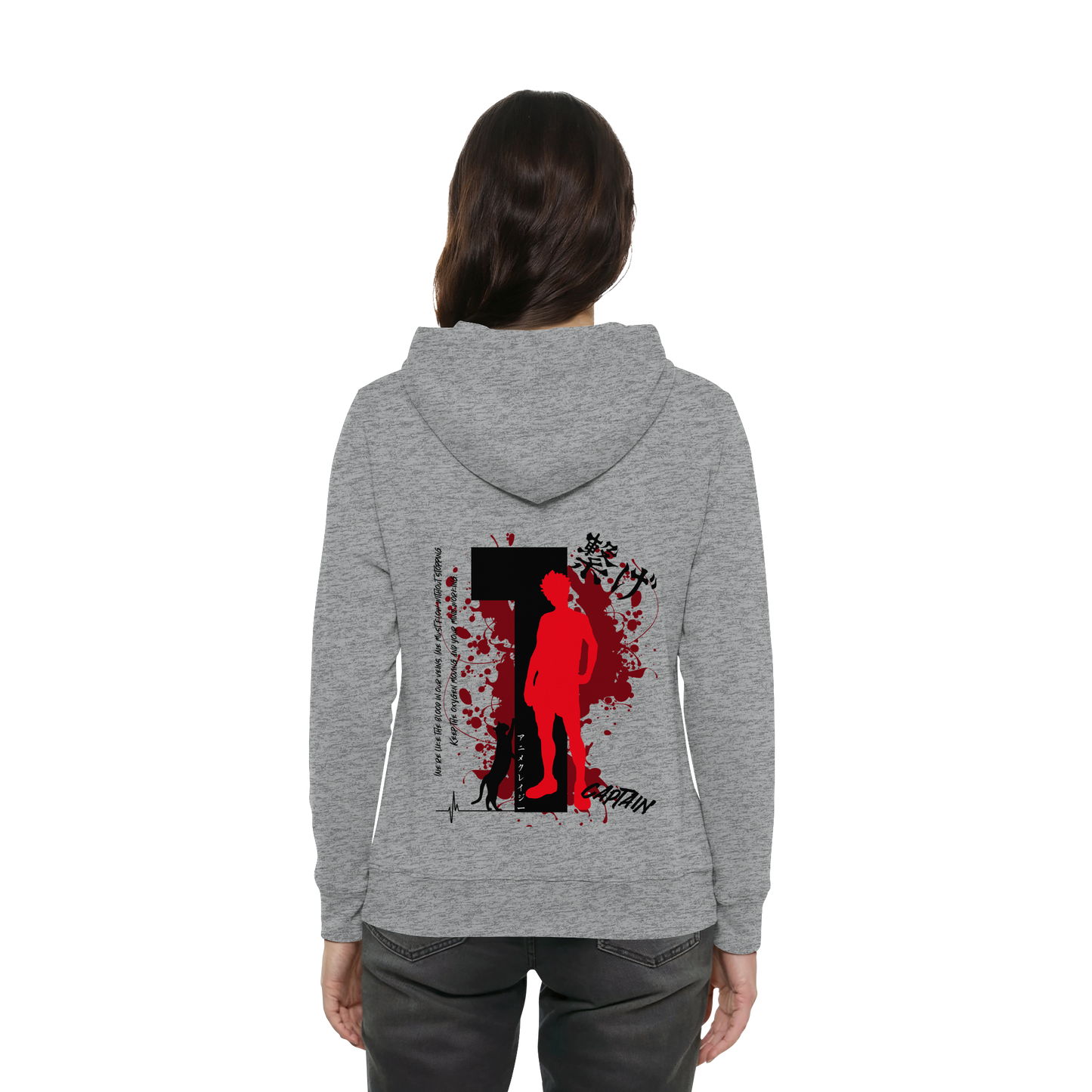 "Captain" Back Grey Women Organic Hoodie