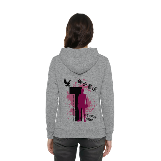 "God Of The Attack" Back Grey Women Organic Hoodie