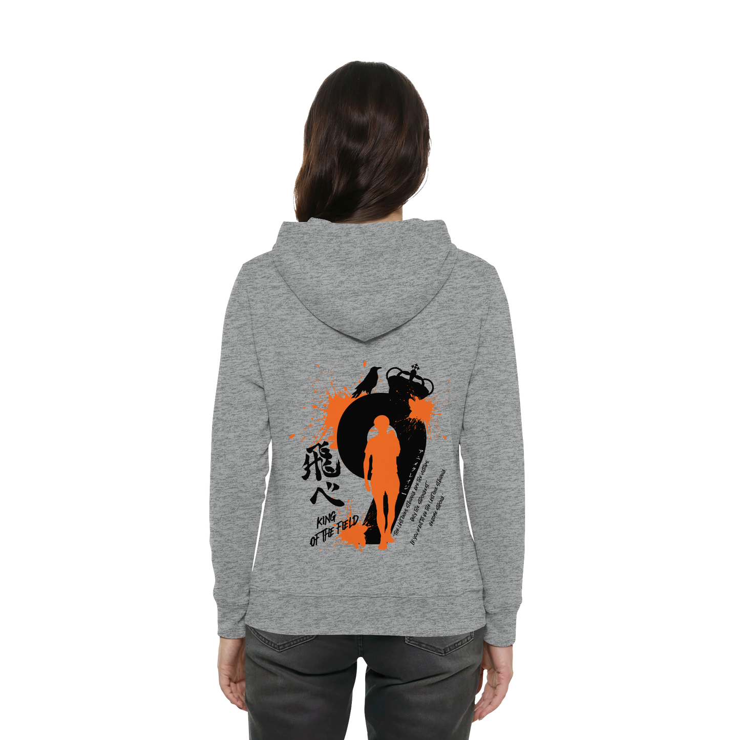 "King Of The Field" Back Grey Women Organic Hoodie