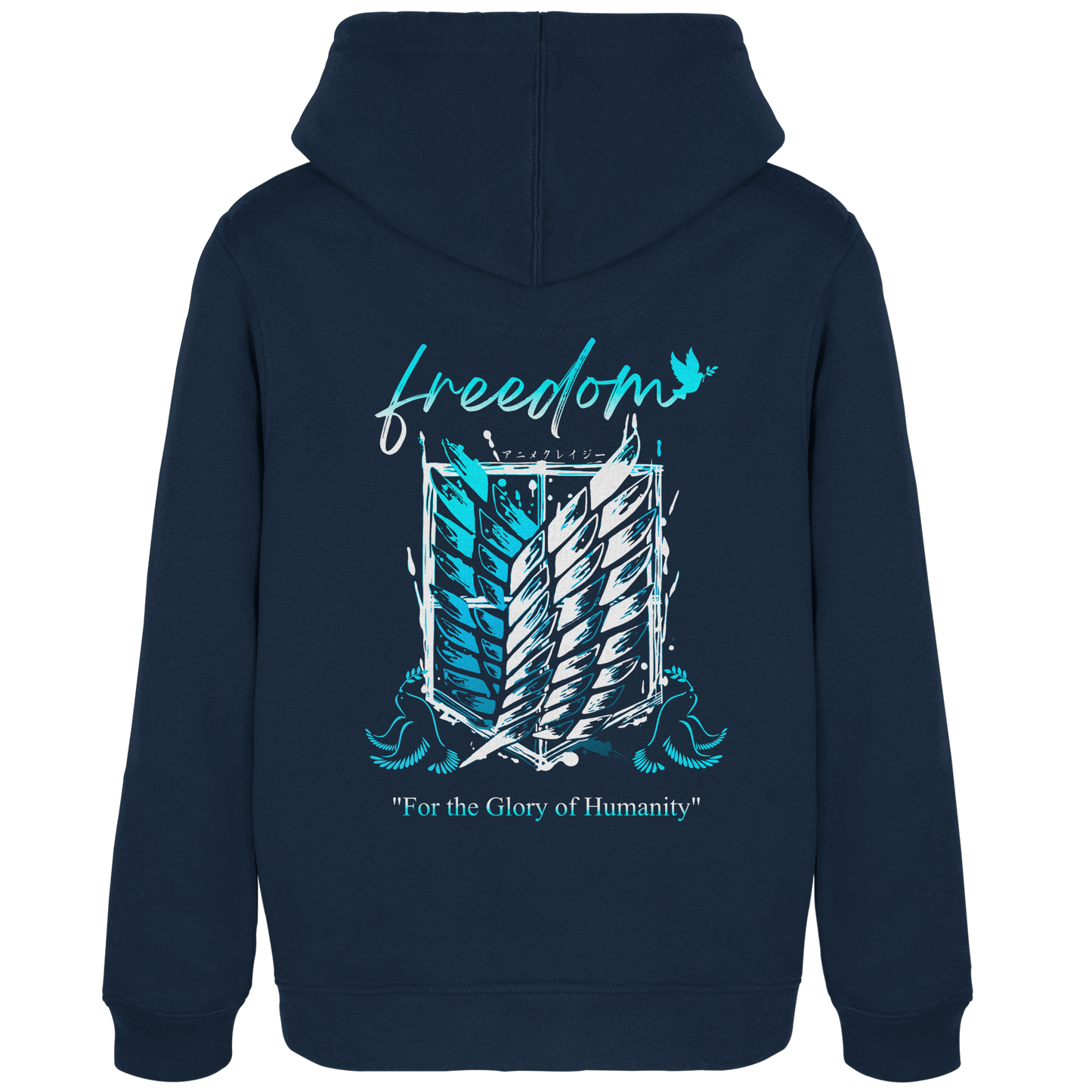 "Blue Rebellion - Wings Of Hope" Back Women Organic Hoodie