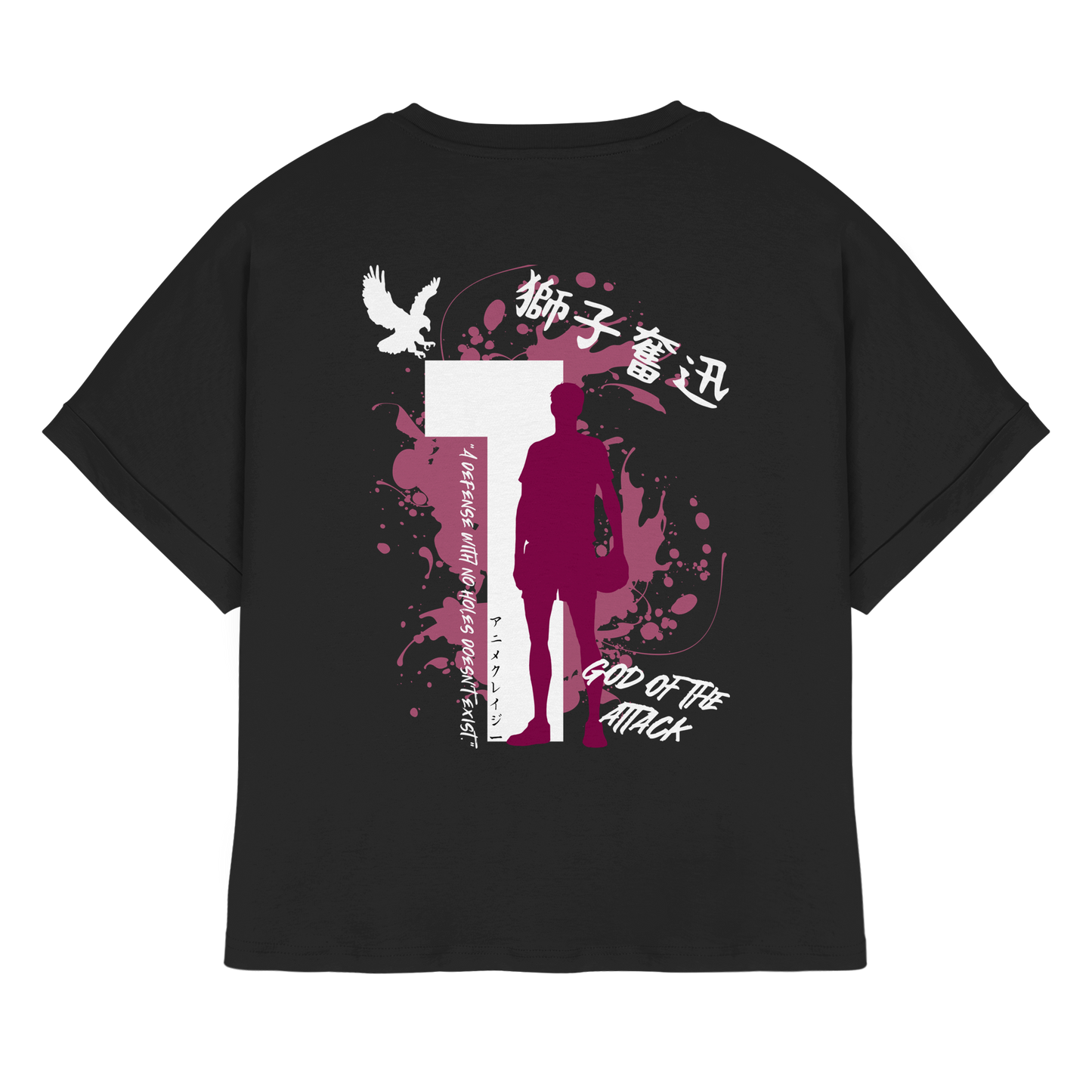 "God Of The Attack" Back Black Womens Organic Rolled Sleeves Shirt