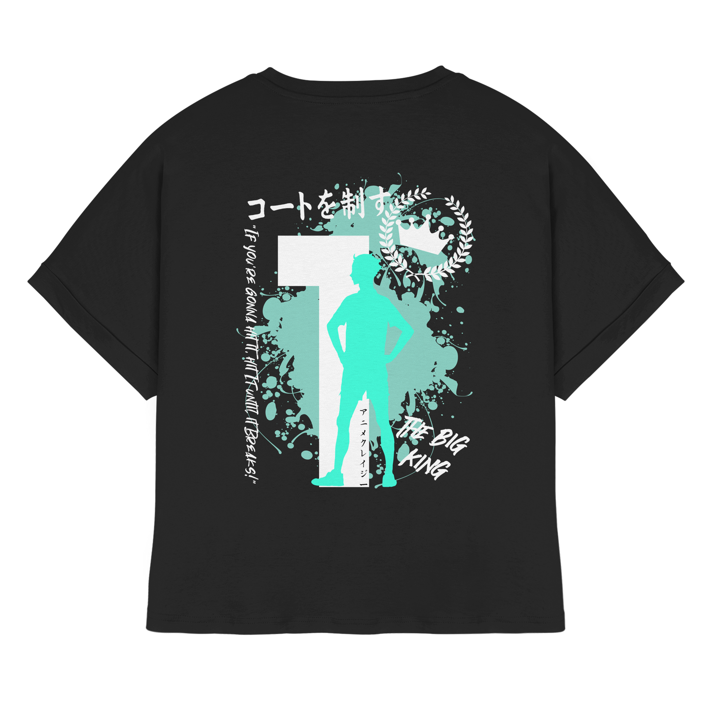 "The Big King" Back Black Womens Organic Rolled Sleeves Shirt
