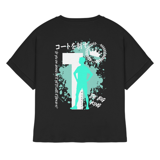 "The Big King" Back Black Womens Organic Rolled Sleeves Shirt