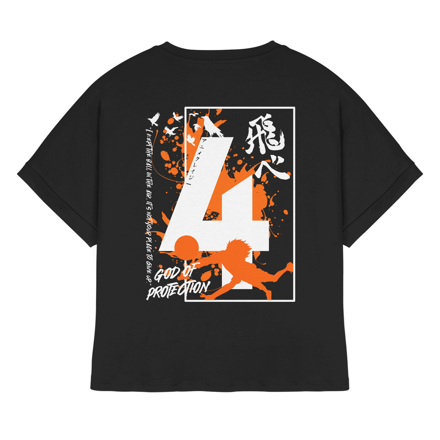 "God Of Protection" Back Black Womens Organic Rolled Sleeves Shirt