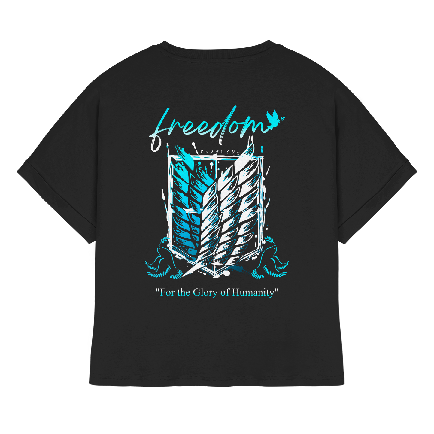 "Blue Rebellion - Wings Of Hope" Back Womens Organic Rolled Sleeves Shirt