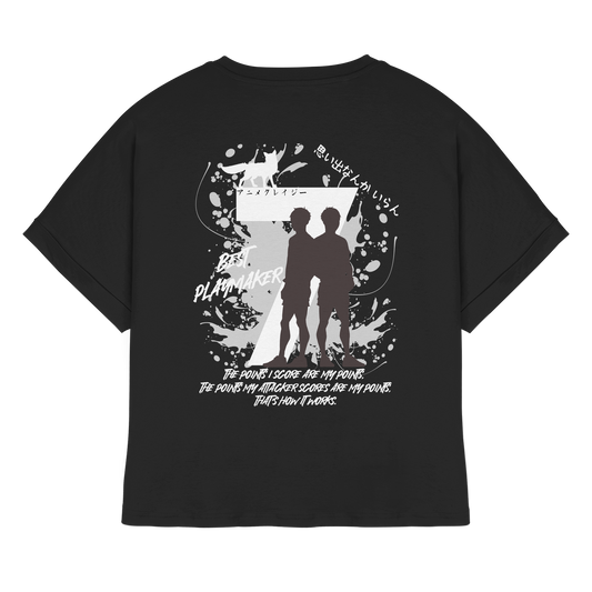 "Best Playmaker" Back Black Womens Organic Rolled Sleeves Shirt