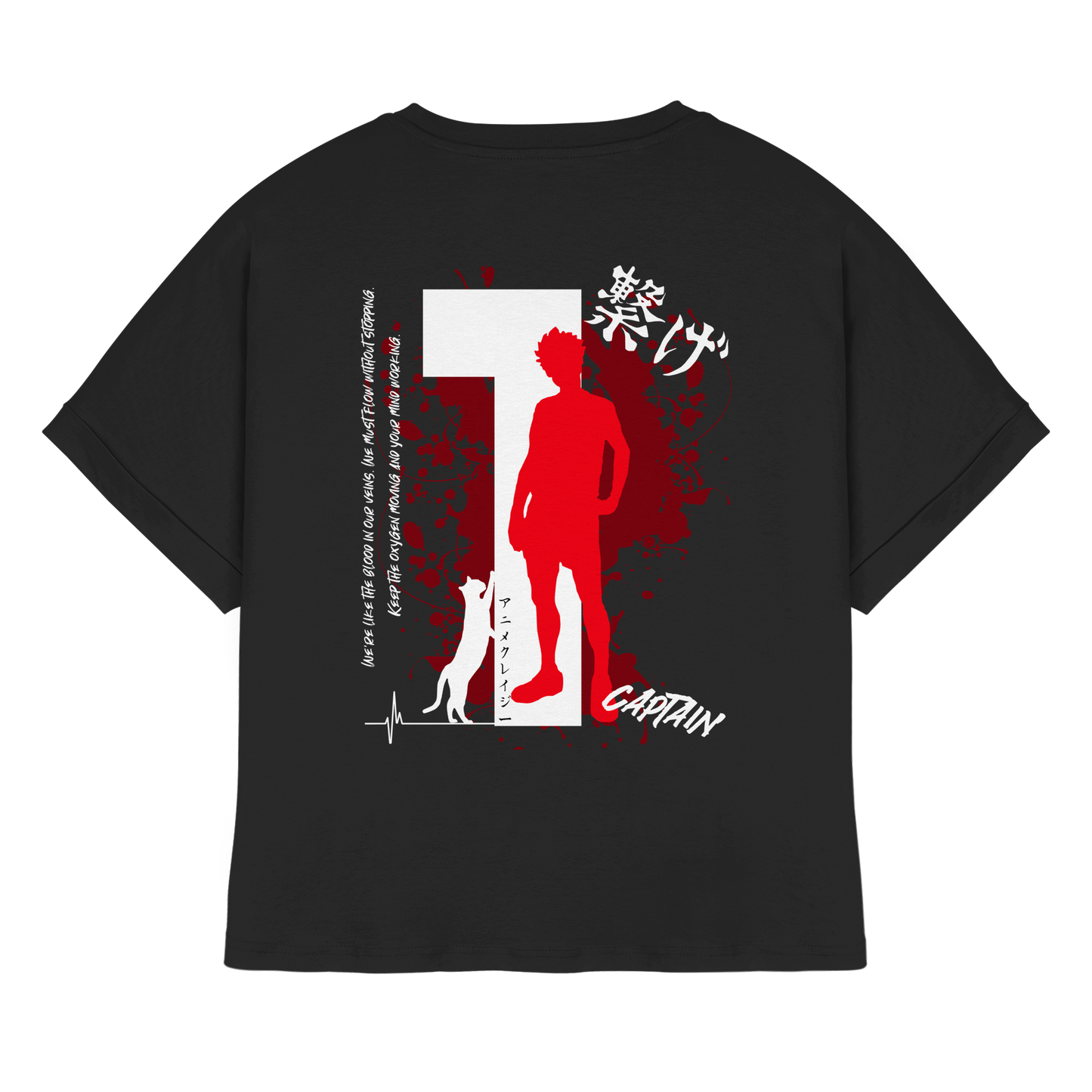 "Captain" Back Black Womens Organic Rolled Sleeves Shirt