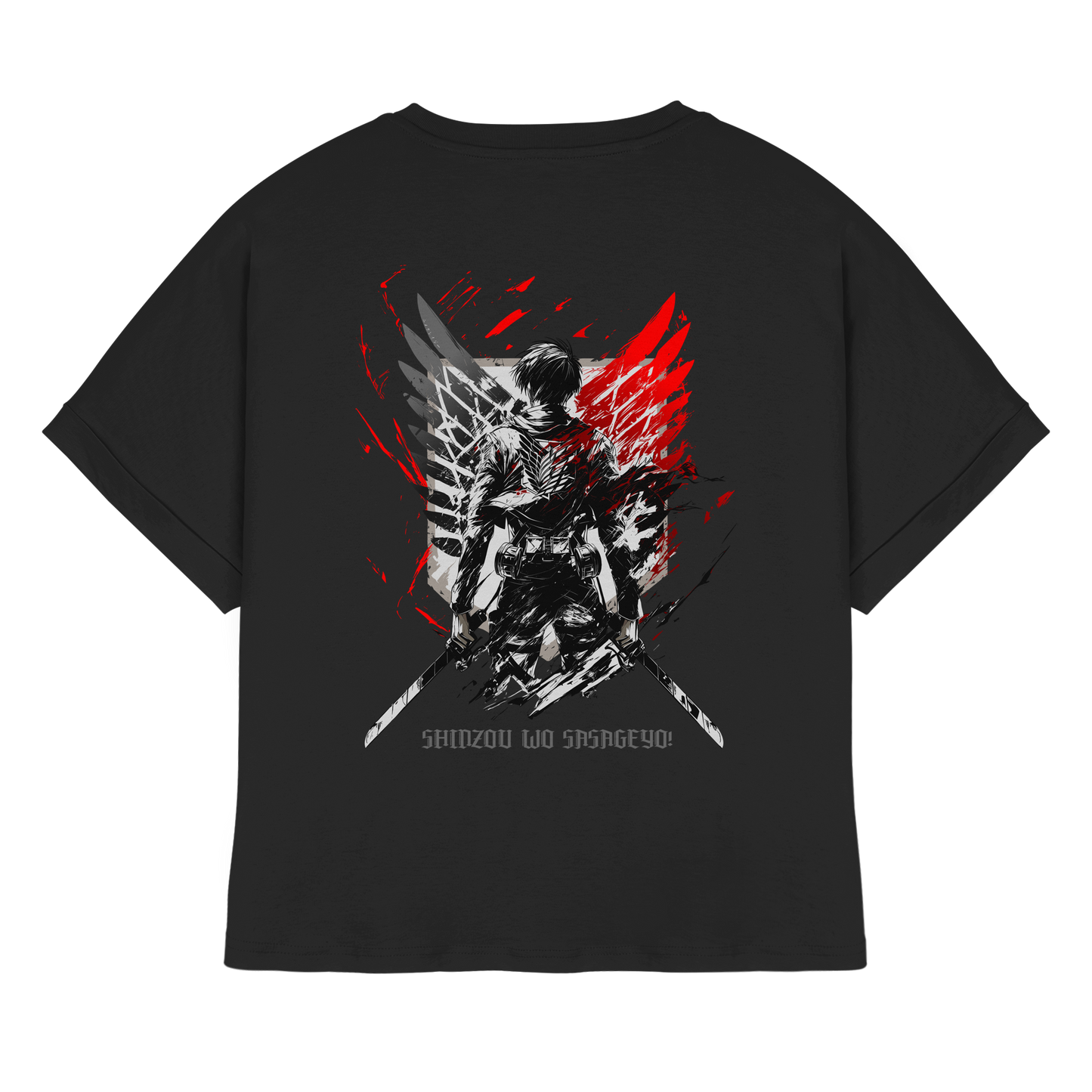 "Wings of Resolve" Back Womens Organic Rolled Sleeves Shirt