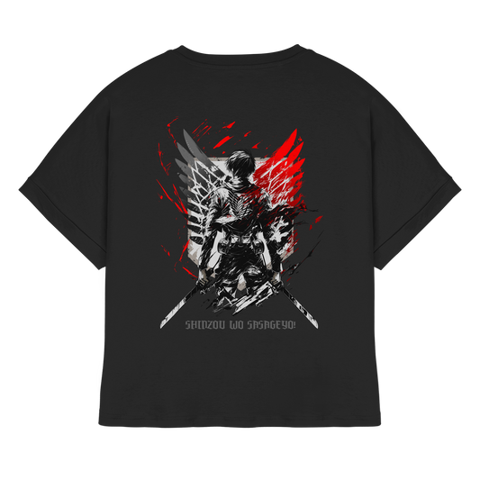 "Wings of Resolve" Back Womens Organic Rolled Sleeves Shirt
