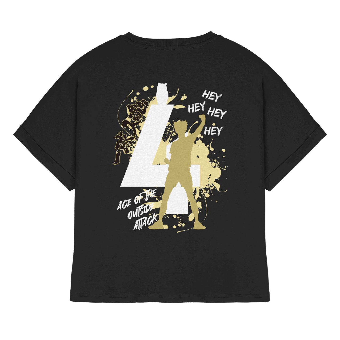 "Ace Of The Outside Attack" Back Black Womens Organic Rolled Sleeves Shirt