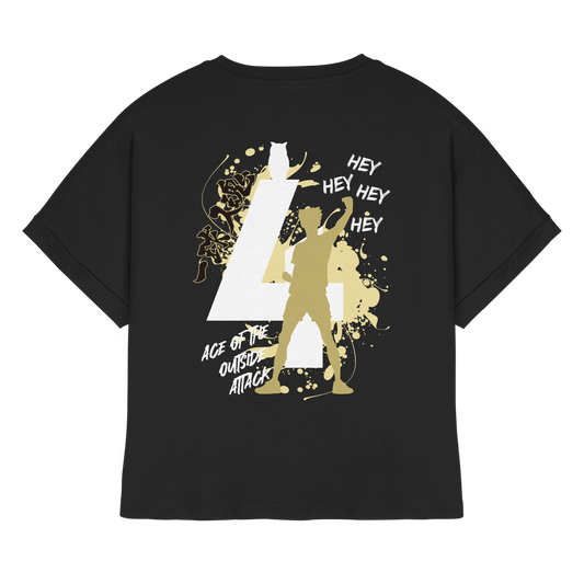 "Ace Of The Outside Attack" Back Black Womens Organic Rolled Sleeves Shirt