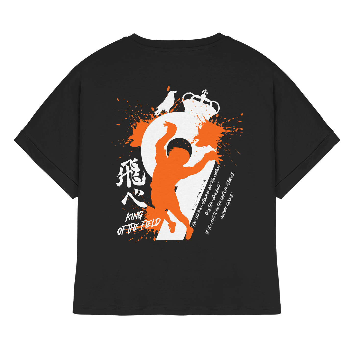 "King Of The Field 2.0" Back Black Womens Organic Rolled Sleeves Shirt