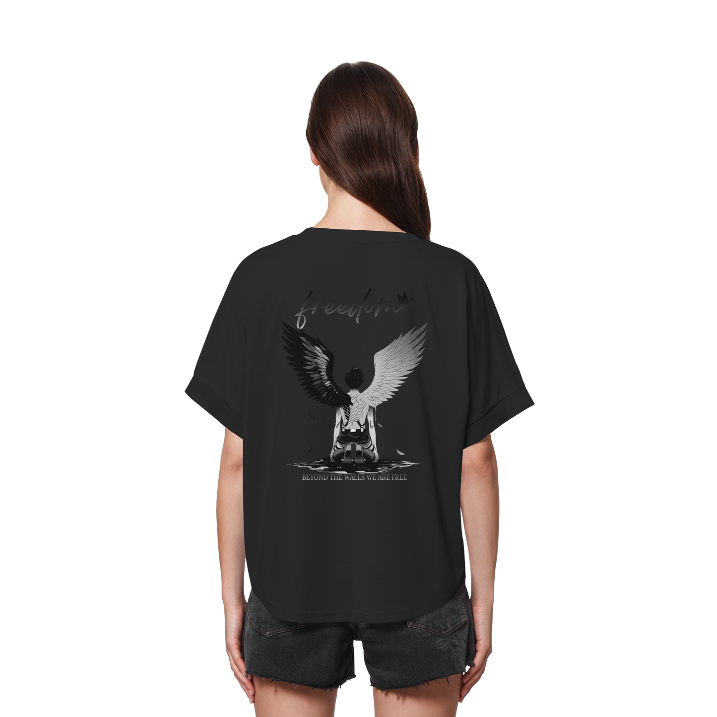 "Freedom" Back Womens Organic Rolled Sleeves Shirt