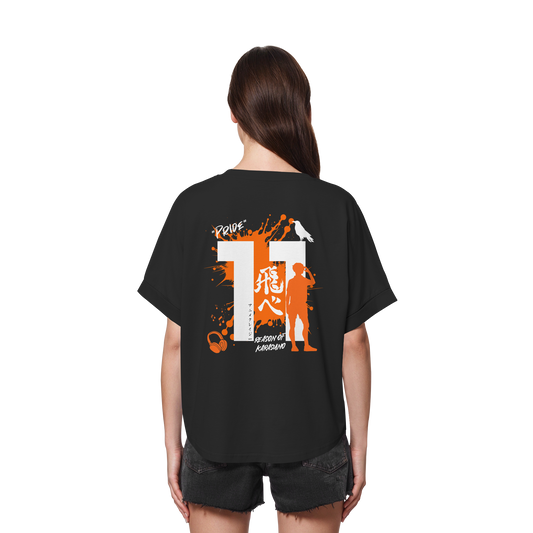 "Pride" Back Black Womens Organic Rolled Sleeves Shirt