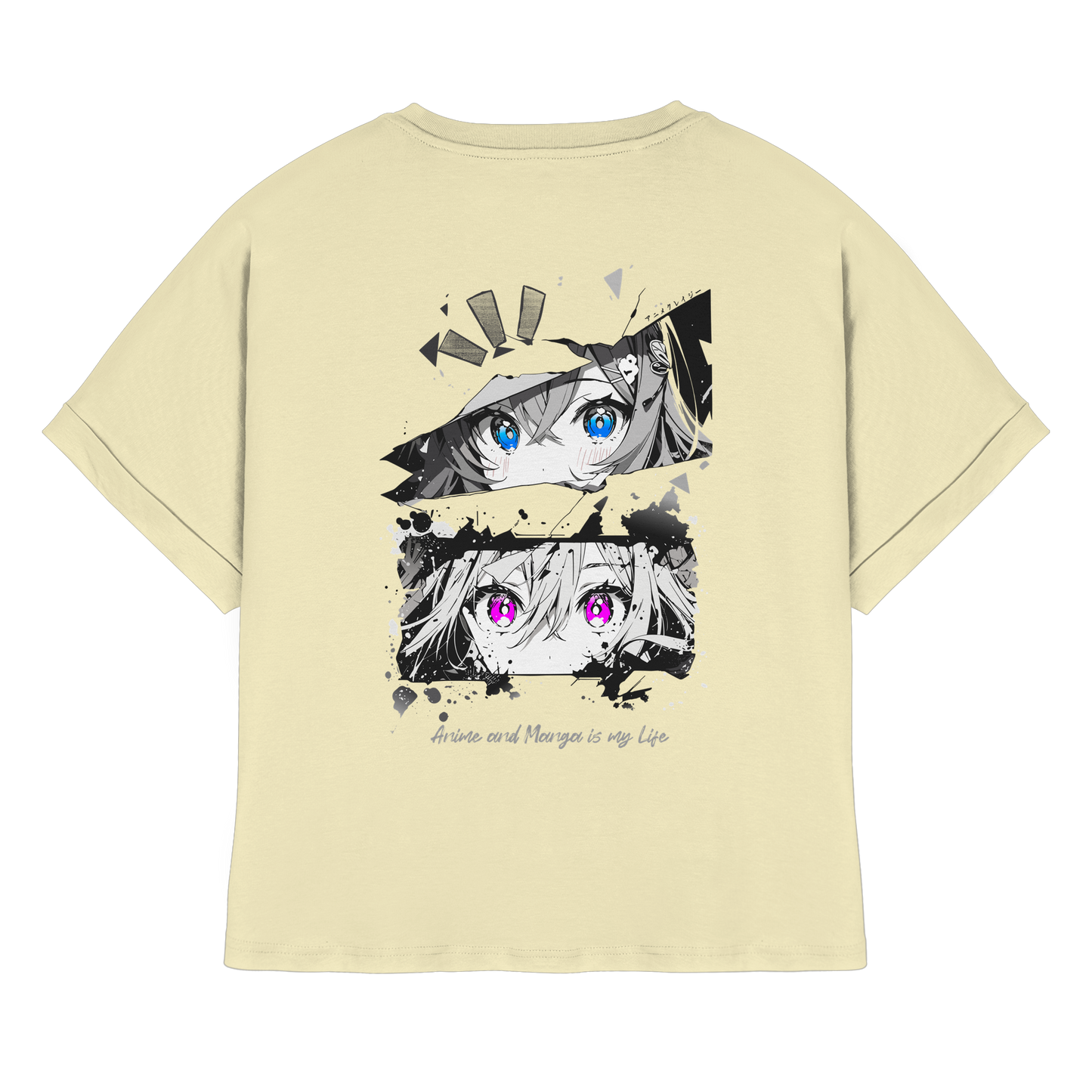 "Anime Eyes" Back - Womens Organic Rolled Sleeves T-Shirt