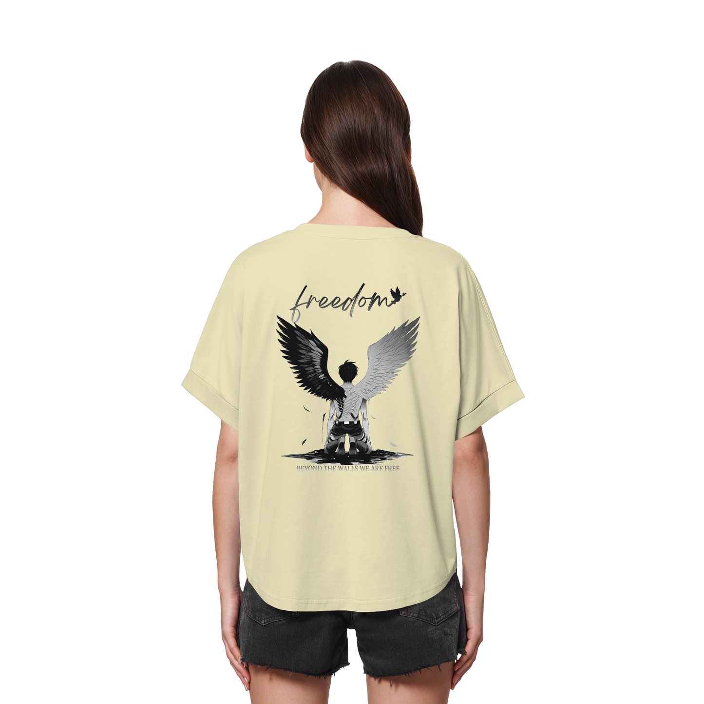 "Freedom" Back Womens Organic Rolled Sleeves Shirt