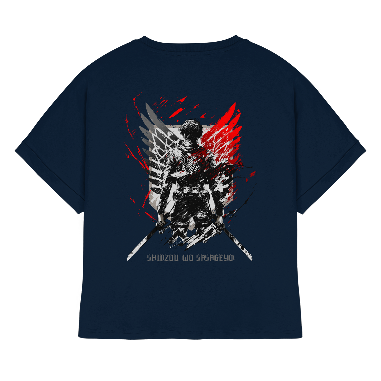 "Wings of Resolve" Back Womens Organic Rolled Sleeves Shirt