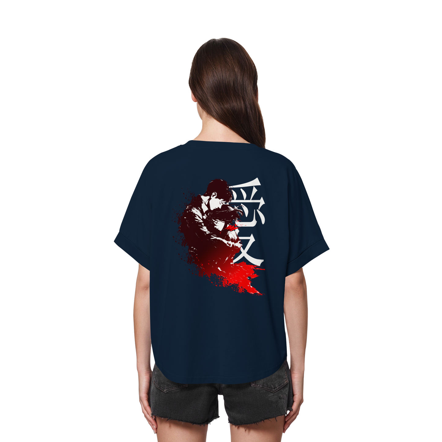 "Bound by Fate" Back Womens Organic Rolled Sleeves Shirt