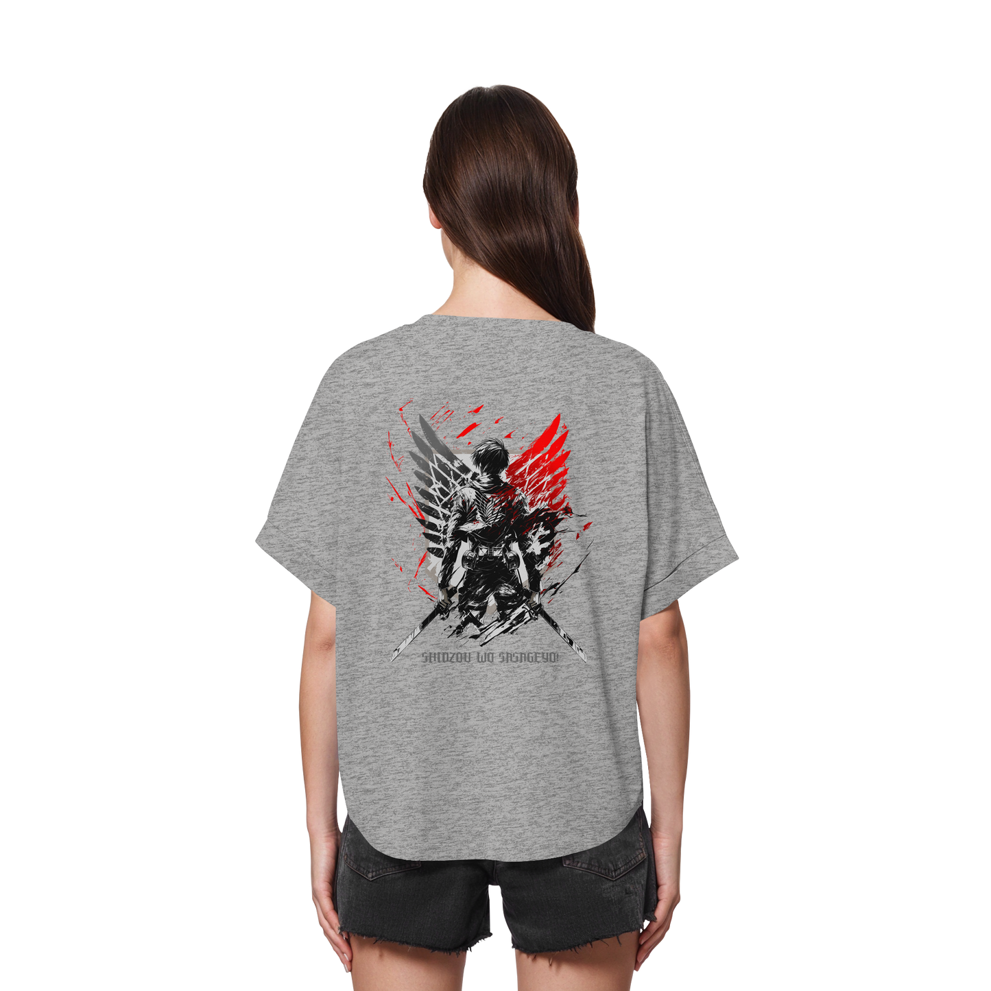 "Wings of Resolve" Back Womens Organic Rolled Sleeves Shirt