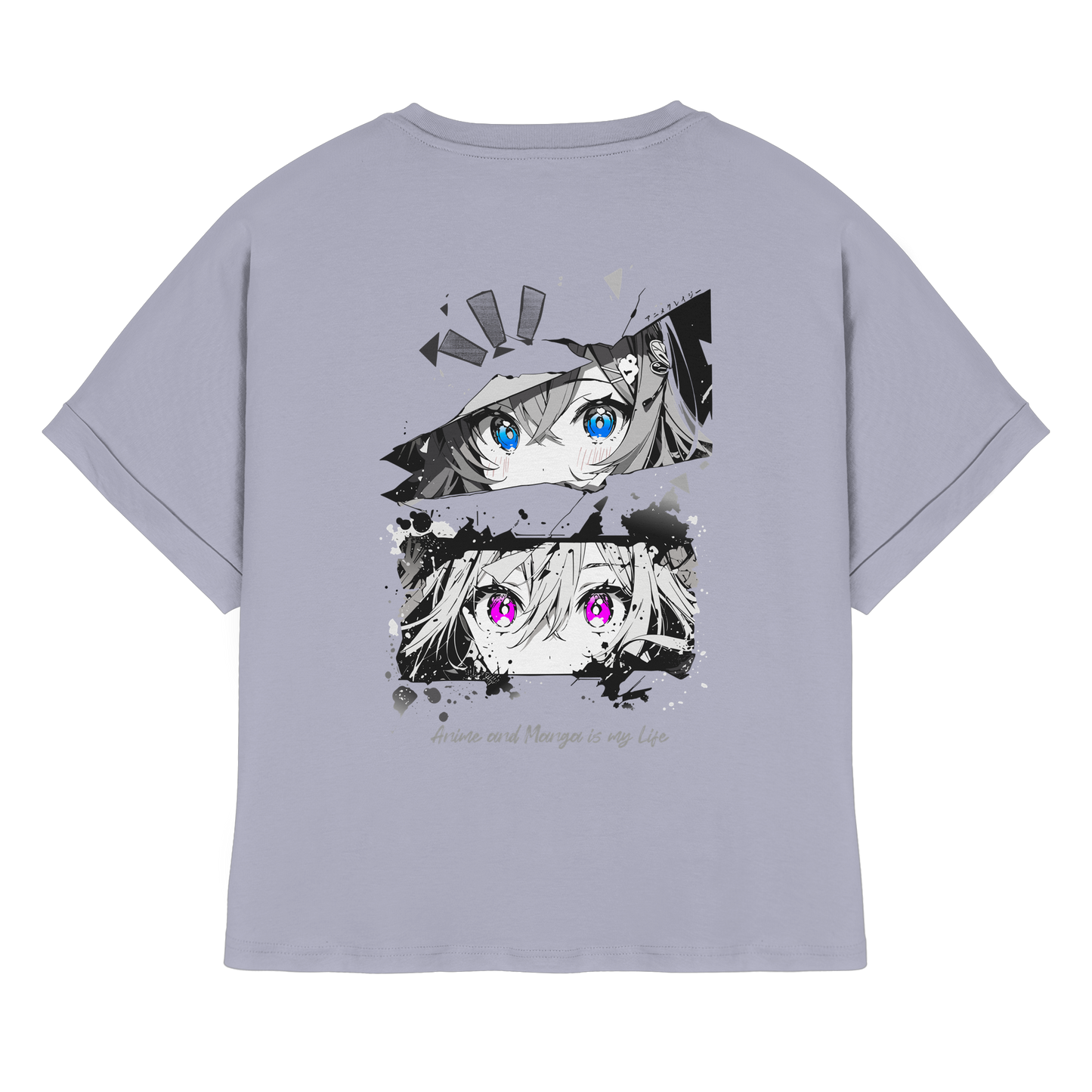 "Anime Eyes" Back - Womens Organic Rolled Sleeves T-Shirt