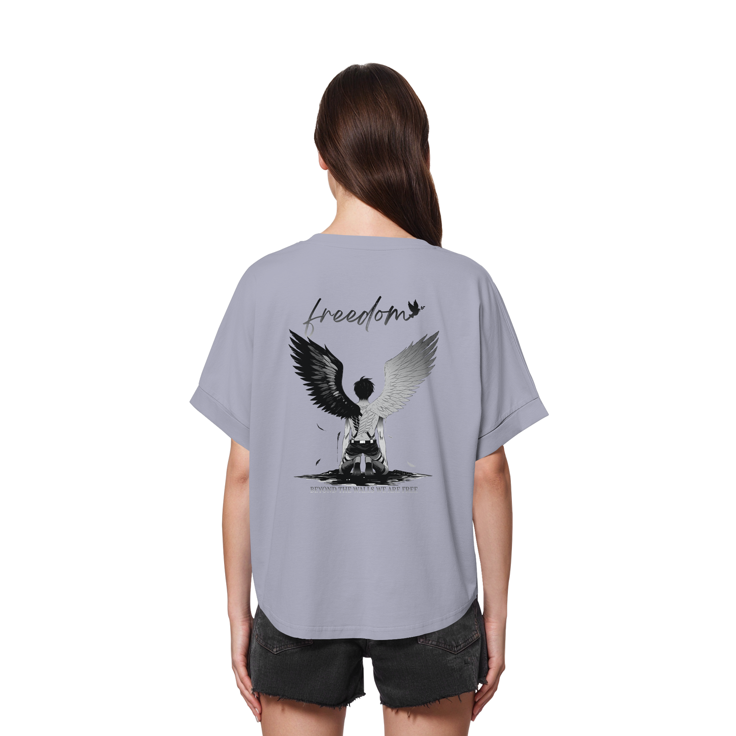 "Freedom" Back Womens Organic Rolled Sleeves Shirt