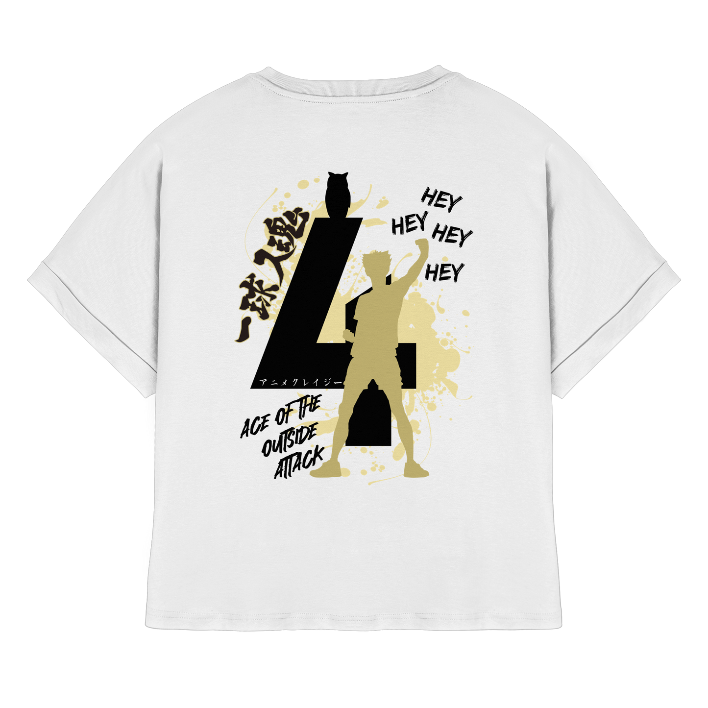 "Ace Of The Outside Attack" Back White Womens Organic Rolled Sleeves Shirt