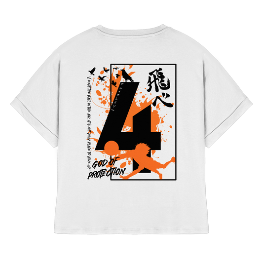 "God Of Protection" Back White Womens Organic Rolled Sleeves Shirt