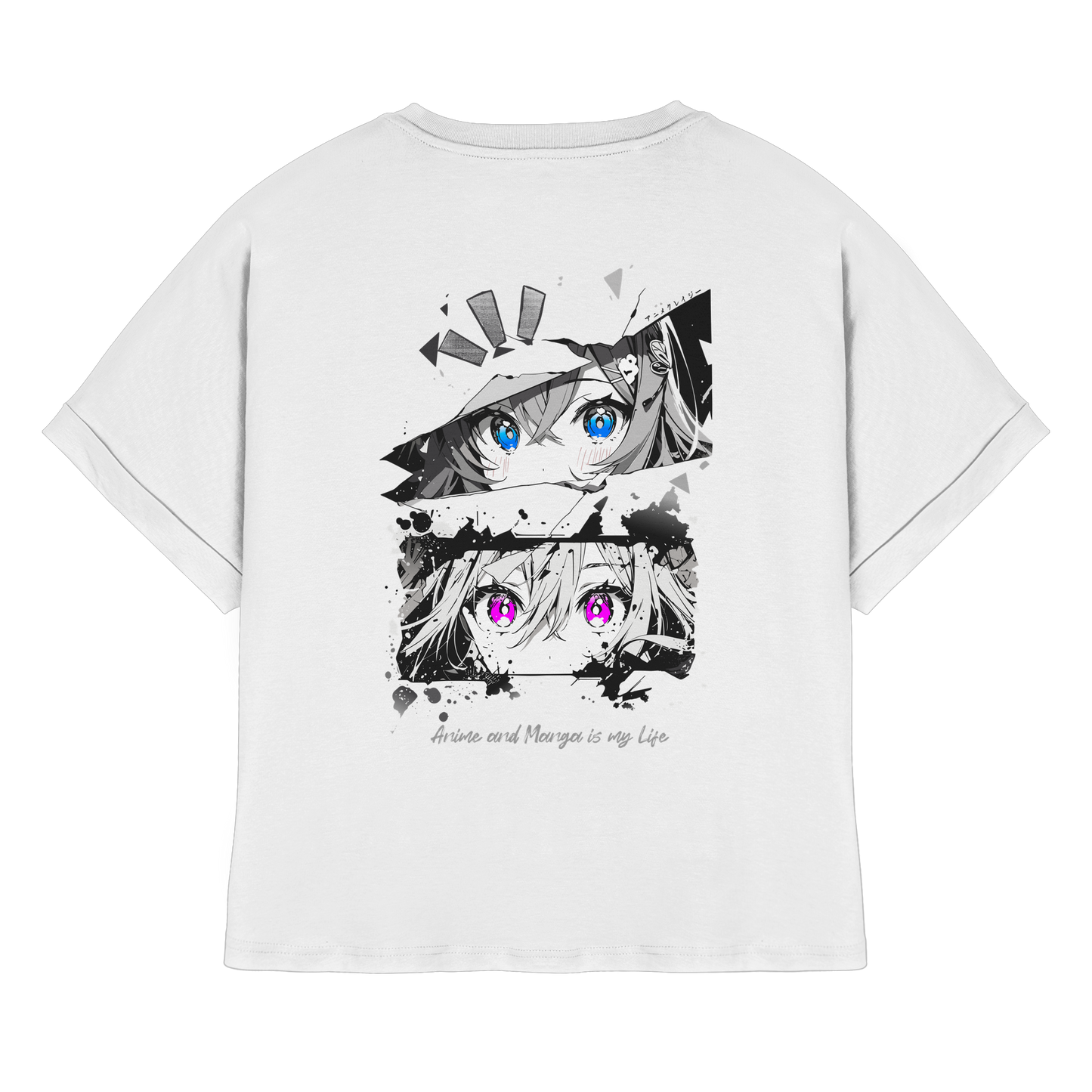 "Anime Eyes" Back - Womens Organic Rolled Sleeves T-Shirt