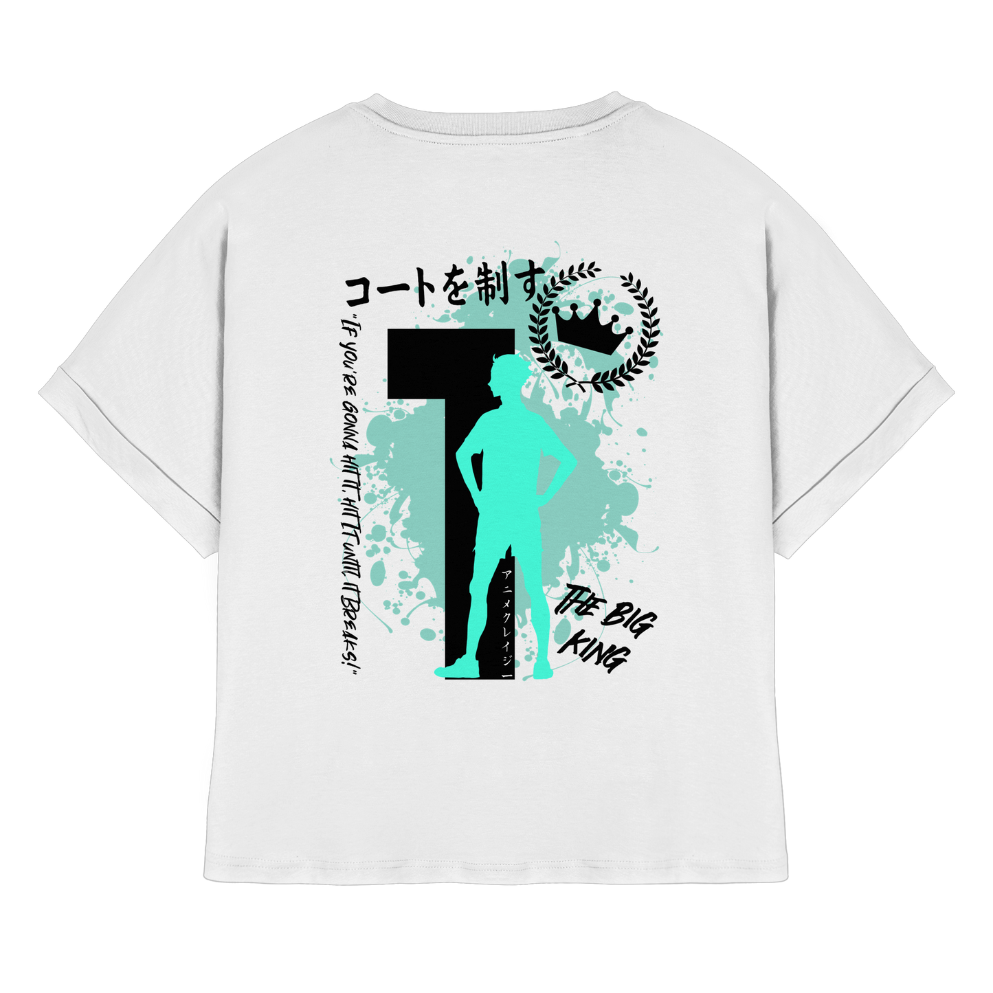 "The Big King" Back White Womens Organic Rolled Sleeves Shirt