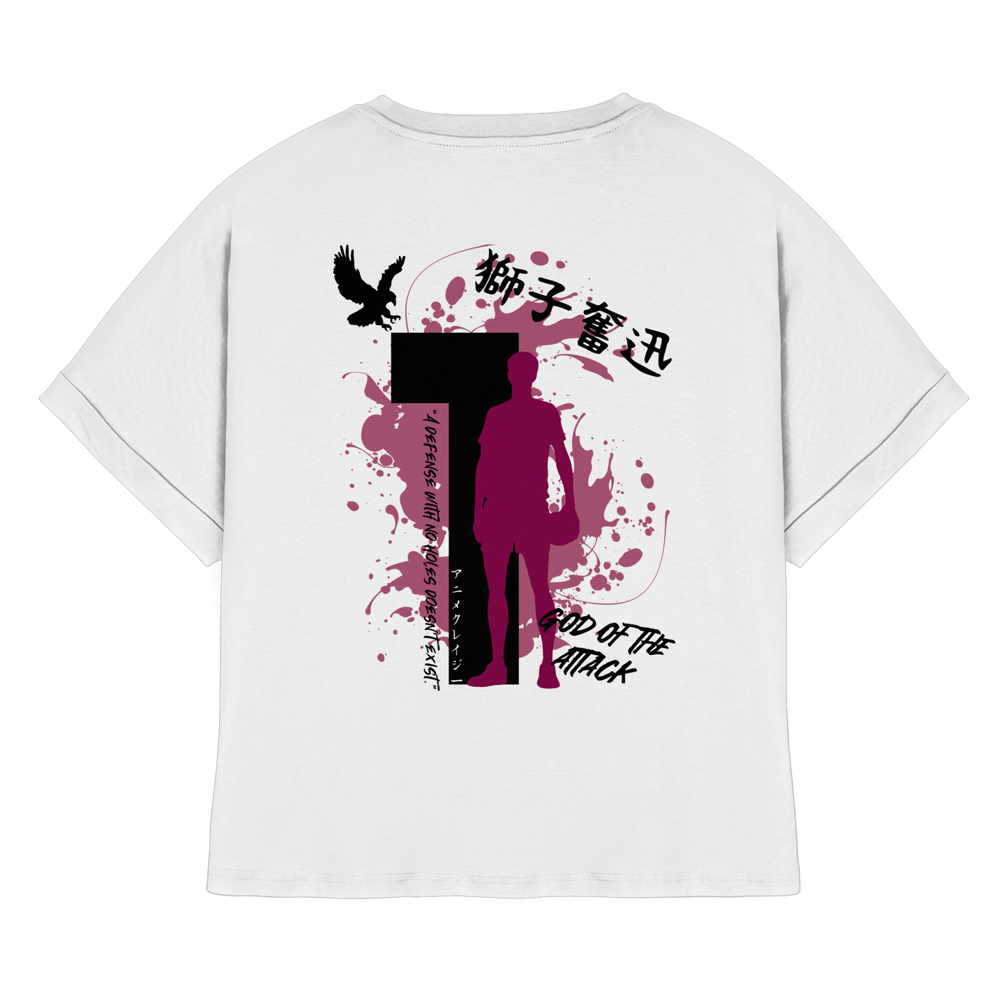 "God Of The Attack" Back White Womens Organic Rolled Sleeves Shirt