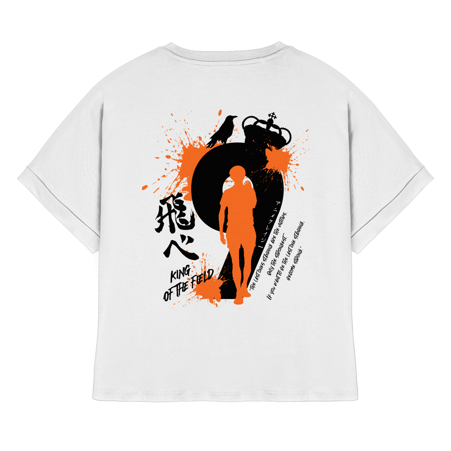 "King Of The Field" Back White Womens Organic Rolled Sleeves Shirt