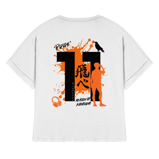 "Pride" Back White Womens Organic Rolled Sleeves Shirt