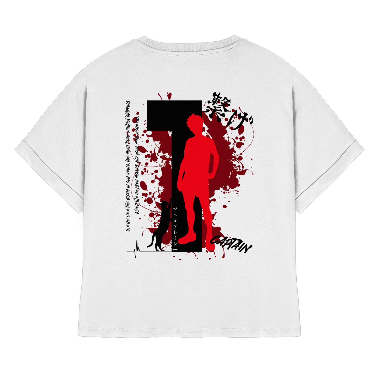 "Captain" Back White Womens Organic Rolled Sleeves Shirt
