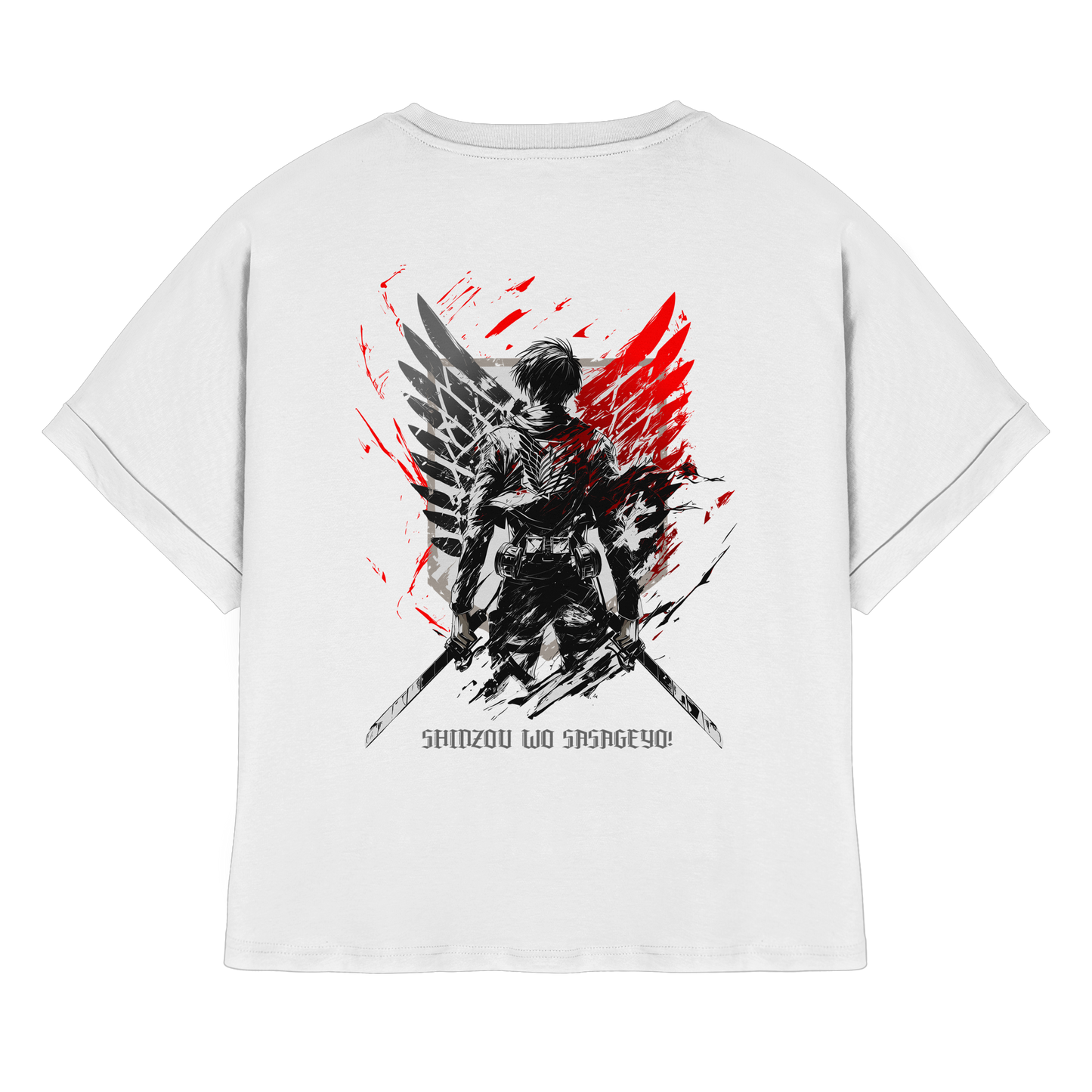"Wings of Resolve" Back Womens Organic Rolled Sleeves Shirt