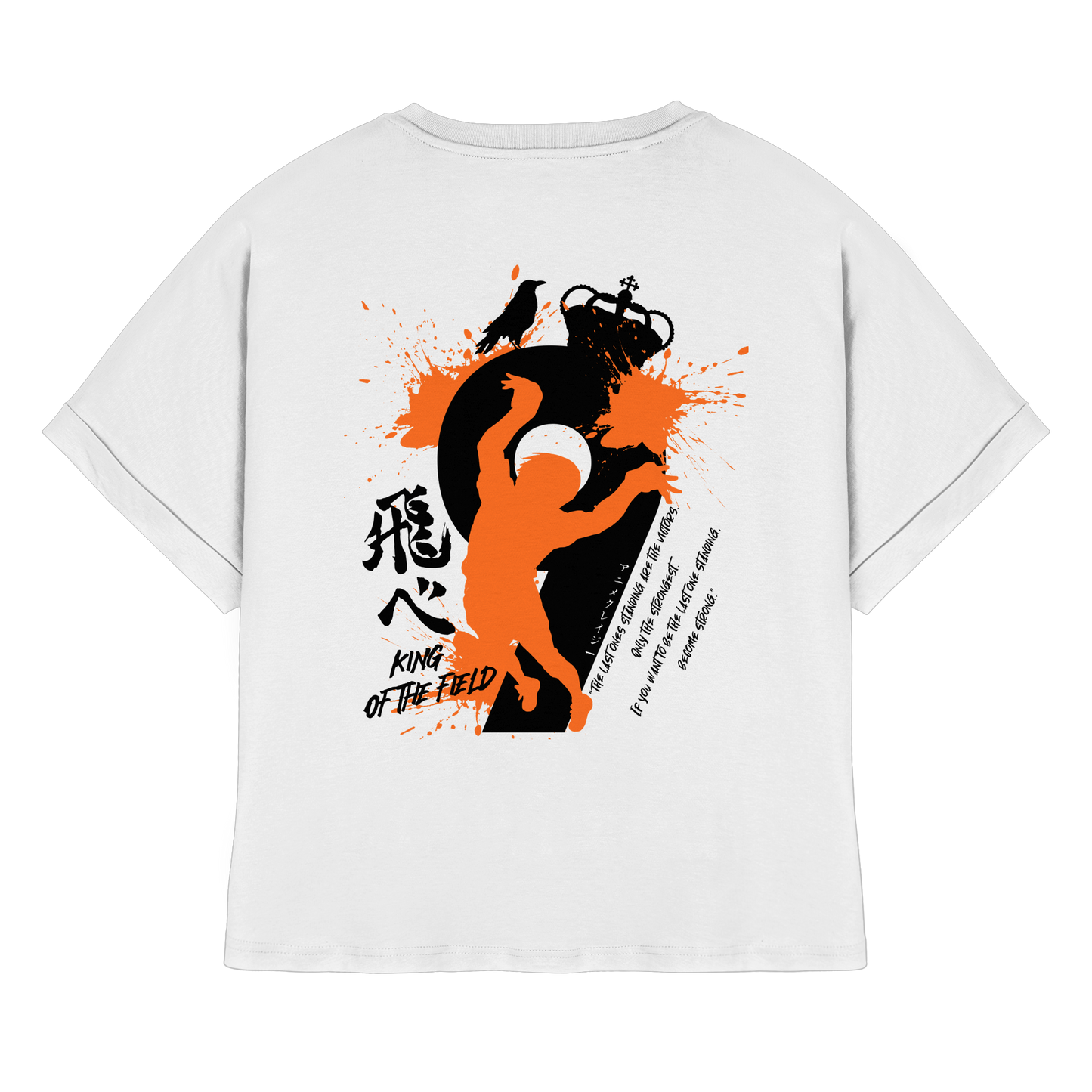 "King Of The Field 2.0" Back White Womens Organic Rolled Sleeves Shirt