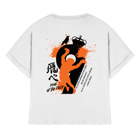 "King Of The Field 2.0" Back White Womens Organic Rolled Sleeves Shirt