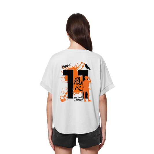 "Pride" Back White Womens Organic Rolled Sleeves Shirt
